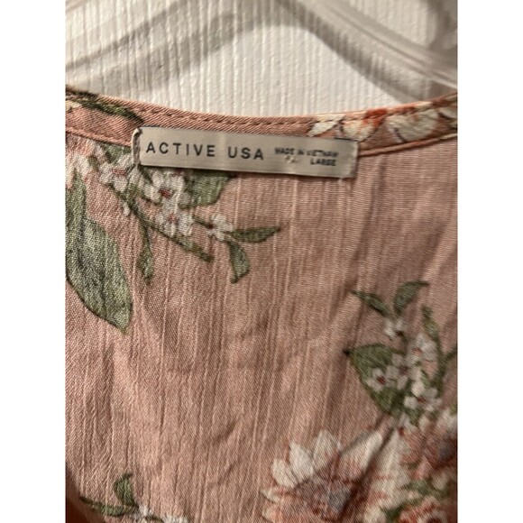 Active USA blouse Large tie front crop bell sleeve floral boho romantic fairy - Picture 3 of 6